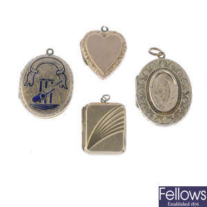 Four gold back and front lockets.