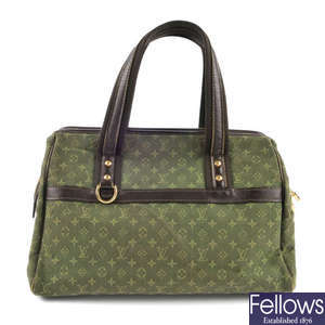 LOUIS VUITTON - a green Mini Lin Monogram Josephine GM handbag.
