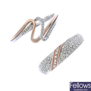 A selection of 9ct gold diamond jewellery.