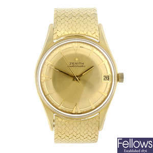 ZENITH - a gentleman's 18ct yellow gold bracelet watch.