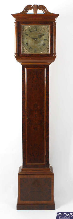 An 18th century and later walnut-cased 30-hour longcase clock.