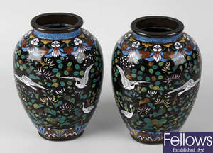 A pair of cloisonne vases.