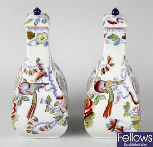 A pair of Masons vases and covers.