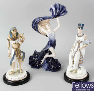Three Wedgwood figures and a Worcester figure.