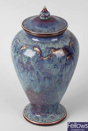Ruskin baluster vase and cover.