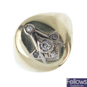 A gentleman's diamond Masonic signet ring.