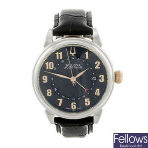 BULOVA - a gentleman's stainless steel Accutron Gemini GMT wrist watch.