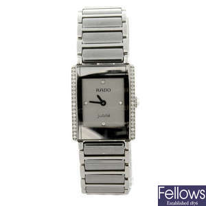 RADO - a lady's factory diamond set stainless steel Jubile bracelet watch.