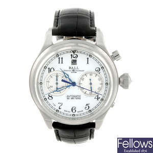BALL - a gentleman's stainless steel Trainmaster Cannonball chronograph wrist watch.