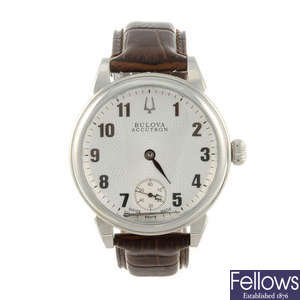 BULOVA - a gentleman's stainless steel Accutron wrist watch.