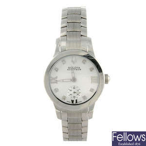 BULOVA - a lady's stainless steel Accutron bracelet watch.