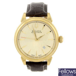 BULOVA - a gentleman's gold plated Accutron Gemini wrist watch.