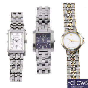 A group of six watches, to include both wrist and bracelet examples by Tissot and Rotary.