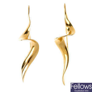 A pair of spiral earrings.