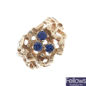 A 1970s sapphire dress ring.