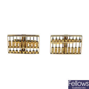 A pair of Abacus cufflinks.