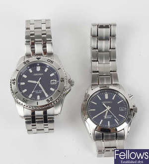 A group of ten assorted Seiko wrist watches.