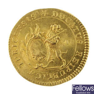 Switzerland, Zurich, gold Ducat 1775, 3.4g (KM 161).