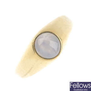 A star sapphire single-stone ring.