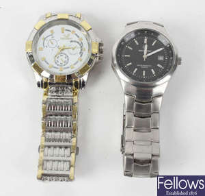 A large bag of various watches, to include examples by DKNY and Ice.