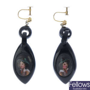 A pair of late Victorian jet earrings.