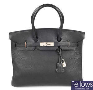 HERMES - a black Togo Birkin 35 handbag.