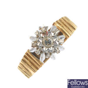 A 1960's 18ct gold diamond single-stone ring.