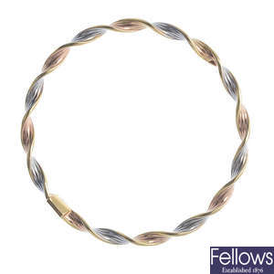 Two 9ct gold bangles.