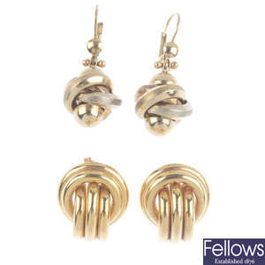 Two pairs of earrings.