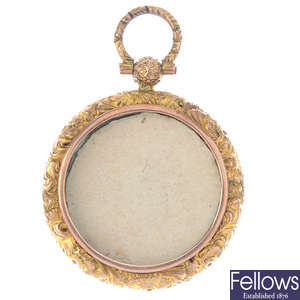 A late 19th century 9ct gold photograph pendant.