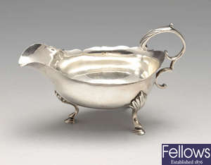 A George III silver sauce boat by Hester Bateman.