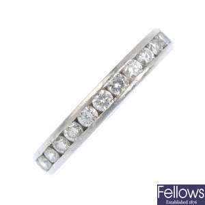 TIFFANY & CO. - a platinum diamond full-circle eternity ring.