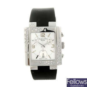 DIOR - a factory diamond set stainless steel Riva chronograph wrist watch.