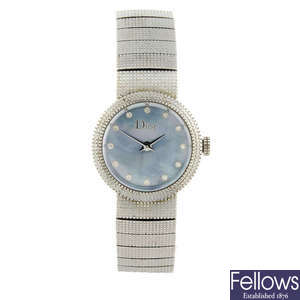 DIOR - a lady's stainless steel La Baby D De Dior bracelet watch.