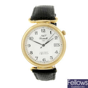 J. & T. WINDMILLS - a gentleman's yellow metal Throgmorton wrist watch.