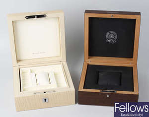 A group of various watch boxes, to include examples by Chopard, Glycine and Bell & Ross. Approximately 13.