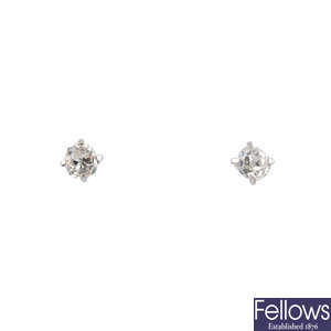 A pair of 18ct gold old-cut diamond ear studs.