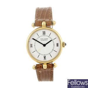PIAGET - a lady's yellow metal wrist watch retailed by Van Cleef & Arpels.