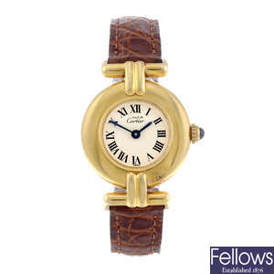 CARTIER - a gold plated silver Must de Cartier Rivoli wrist watch.