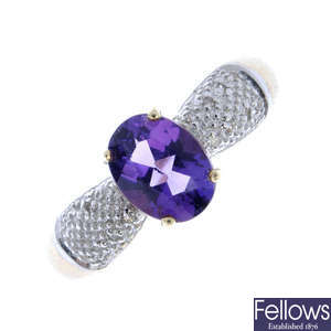 A 9ct gold amethyst single-stone ring.