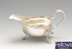 A 1920's silver sauce boat. 