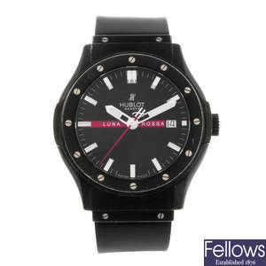 HUBLOT - a limited edition gentleman's PVD-treated stainless steel Lunar Rossa wrist watch