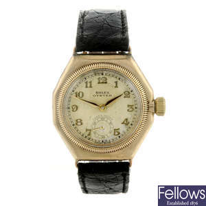 ROLEX - a gentleman's 9ct yellow gold Oyster wrist watch.