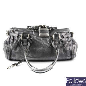 CHLOE - a metallic leather Paddington handbag.
