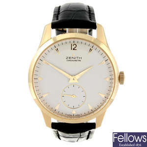 ZENITH - a limited edition gentleman's 18ct rose gold Elite Vintage 1955 wrist watch.
