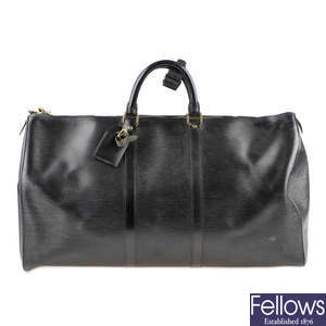 LOUIS VUITTON - a black Epi Keepall 55 luggage bag.
