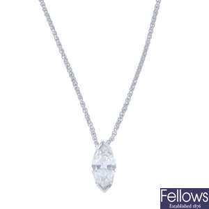 A platinum diamond pendant.