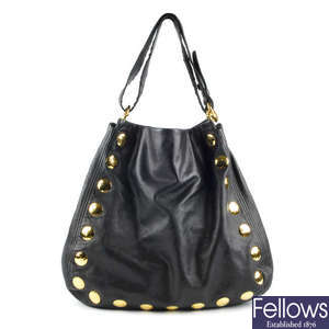 MIU MIU - a black leather handbag.