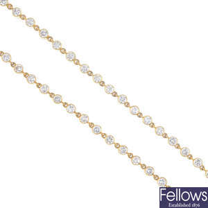 CARTIER - a 1970s 18ct gold diamond necklace.