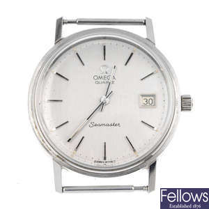 OMEGA - a gentleman's stainless steel Seamaster watch head.